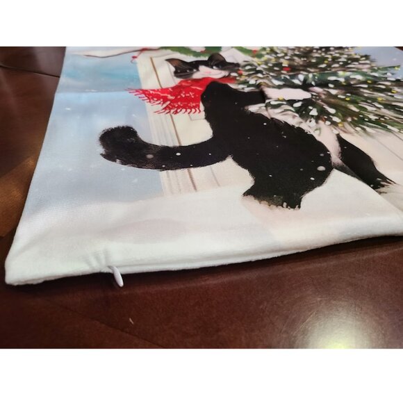 Cat Christmas Pillow Cover Soft Accent Decorative Throw Case Xmas Holiday Decor - Picture 8 of 11